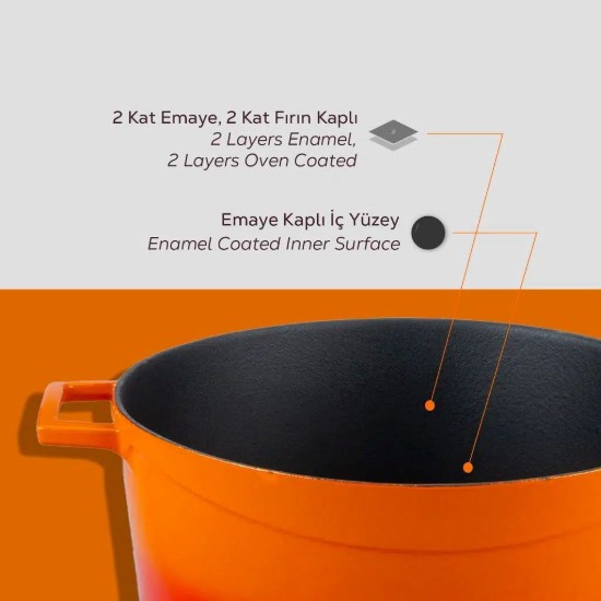 Cratita fonta, 20cm/2,82L, "Glaze", Portocaliu - LAVA
