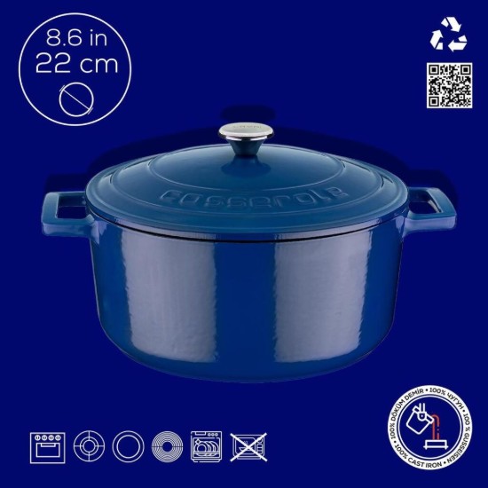 Cratita fonta, 22cm/3,4L, "Folk", Albastru - LAVA
