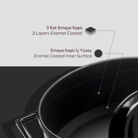 Cratita fonta, 22cm/3,4L, "Folk", Negru - LAVA