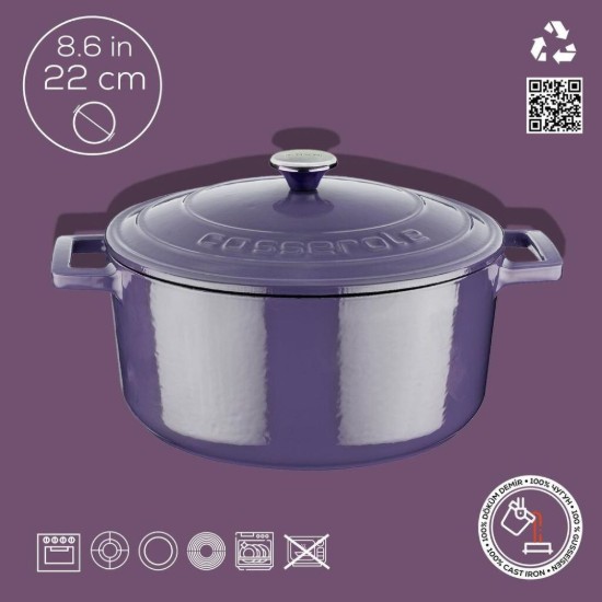 Cratita fonta, 22cm/3,4L, "Folk", Mov - LAVA