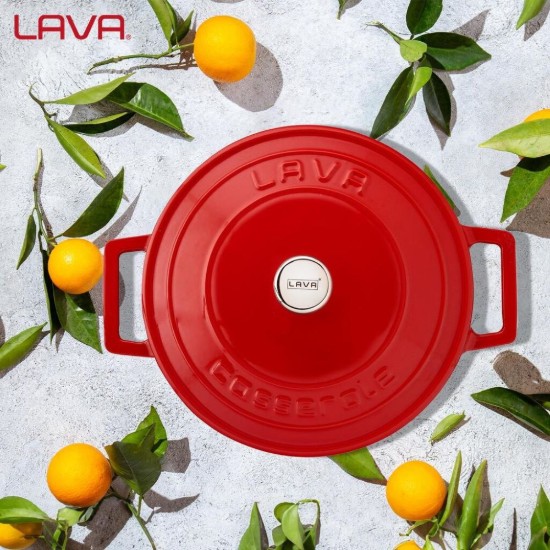 Cratita fonta, 22cm/3,4L, "Folk", Rosu  - LAVA