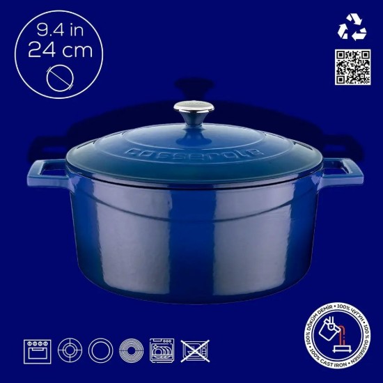 Cratita fonta, 24cm/4,5L, "Folk", Albastru - LAVA