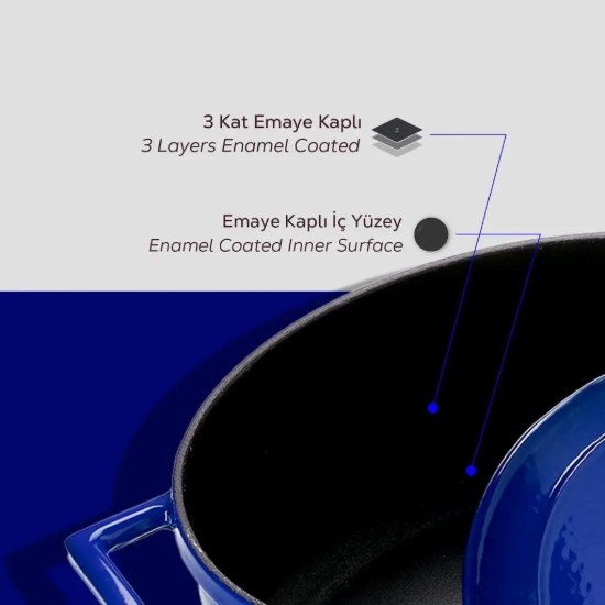 Cratita fonta, 24cm/4,5L, "Folk", Albastru - LAVA