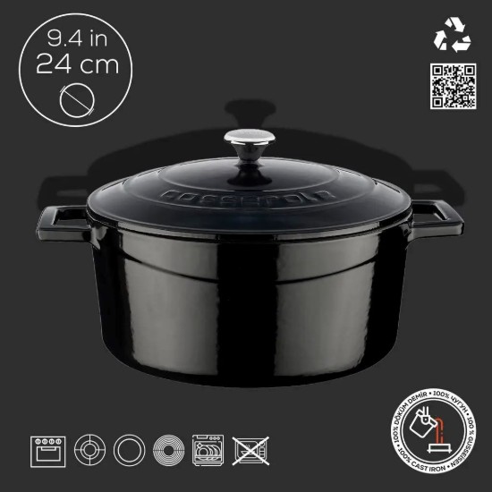 Cratita fonta, 24cm/4,5L, "Folk", Negru - LAVA