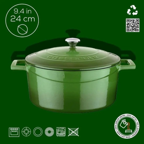 Cratita fonta, 24cm/4,5L, "Folk", Verde - LAVA