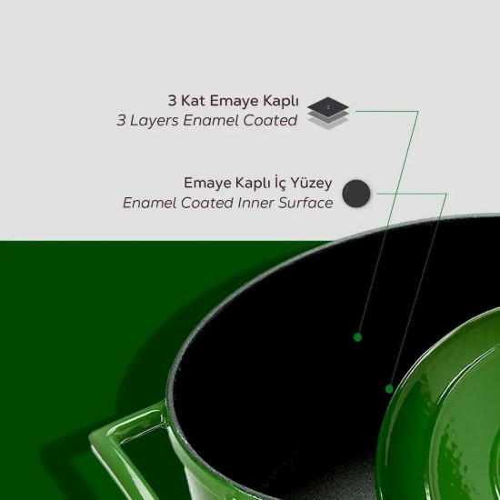 Cratita fonta, 24cm/4,5L, "Folk", Verde - LAVA