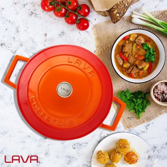 Cratita fonta, 24cm/4,5L, "Folk", Portocaliu - LAVA