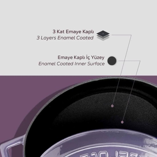 Cratita fonta, 24cm/4,5L, "Folk", Mov - LAVA