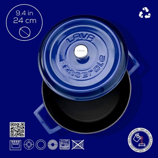 Cratita fonta, 24cm/4,5L, "Trendy", Albastru - LAVA