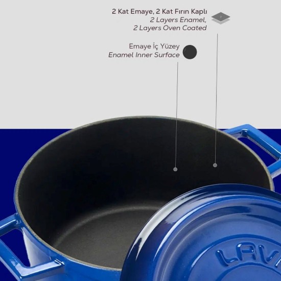 Cratita fonta, 24cm/4,5L, "Trendy", Albastru - LAVA