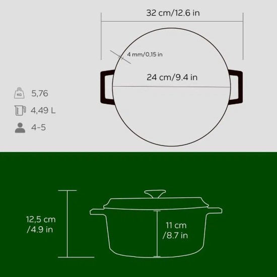 Cratita fonta, 24cm/4,5L "Trendy", Verde - LAVA