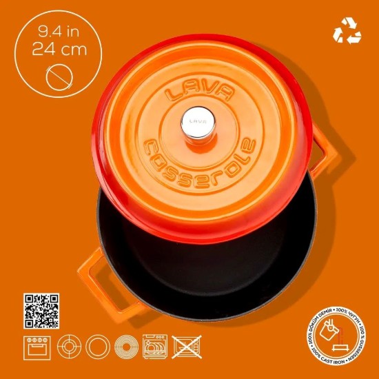 Cratita fonta, 24cm/4,5L, "Trendy", Portocaliu - LAVA