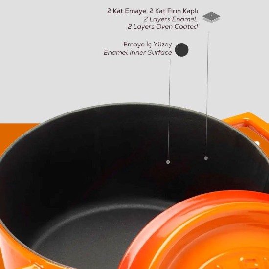 Cratita fonta, 24cm/4,5L, "Trendy", Portocaliu - LAVA