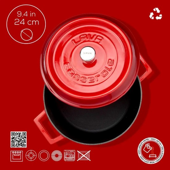 Cratita fonta, 24cm/4,5L, "Trendy", Rosu  - LAVA