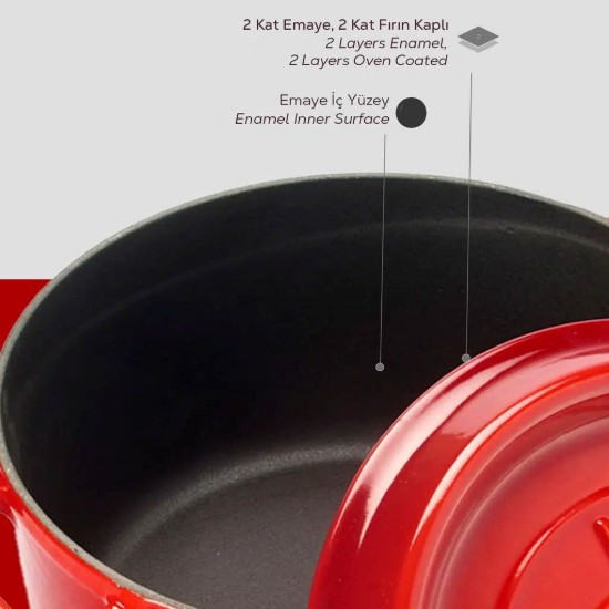 Cratita fonta, 24cm/4,5L, "Trendy", Rosu  - LAVA