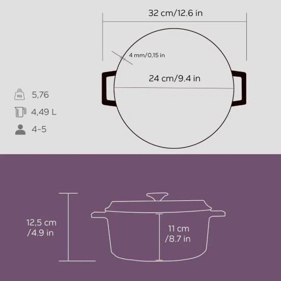 Cratita fonta, 24cm/4,5L, "Trendy", Mov - LAVA