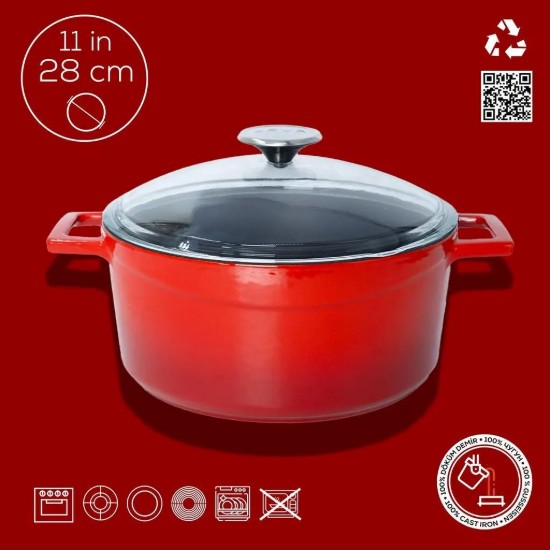 Cratita fonta, 24cm/4,5L, "Glaze", Rosu - LAVA