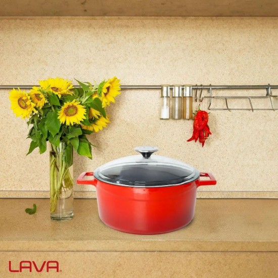 Cratita fonta, 24cm/4,5L, "Glaze", Rosu - LAVA
