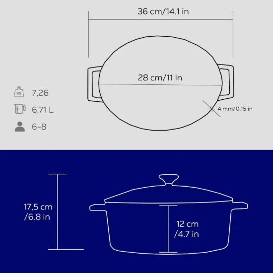 Cratita fonta, 28cm/6,7L "Folk", Albastru - LAVA