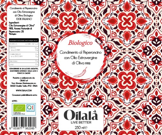 Ulei de măsline extravirgin organic cu aromă de chili, 250 ml ℮, Oilalá