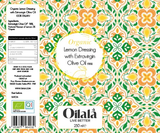 Ulei de măsline extravirgin organic cu aromă de lamaie, 250 ml ℮, Oilalá