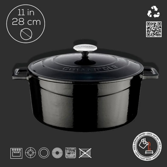 Cratita fonta, 28cm/6,7L, "Folk", Negru - LAVA