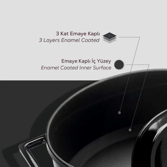 Cratita fonta, 28cm/6,7L, "Folk", Negru - LAVA