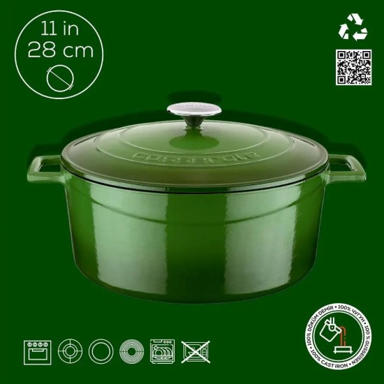 Cratita fonta, 28cm/6,7L, "Folk", Verde - LAVA