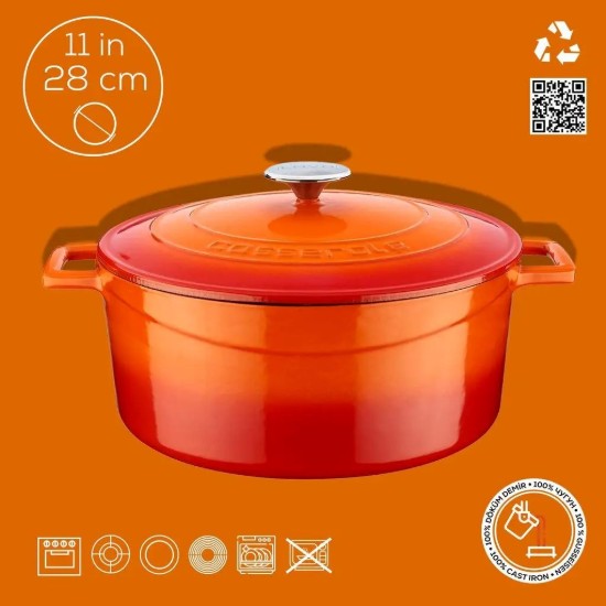 Cratita fonta, 28cm/6,7L, "Folk", Portocaliu - LAVA