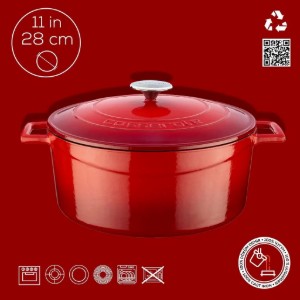 Cratita fonta, 28cm/6,7L, "Folk", Rosu  - LAVA