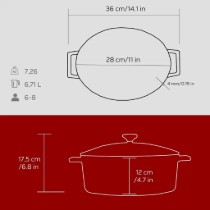 Cratita fonta, 28cm/6,7L, "Folk", Rosu  - LAVA
