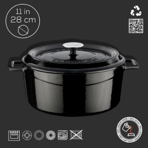 Cratita fonta, 28cm/6,7L, "Trendy", Negru - LAVA