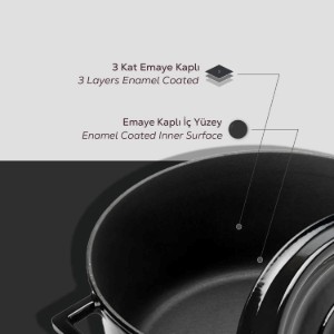 Cratita fonta, 28cm/6,7L, "Trendy", Negru - LAVA