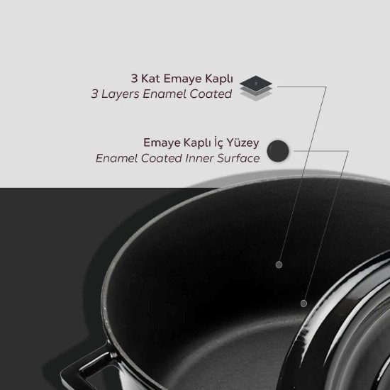 Cratita fonta, 28cm/6,7L, "Trendy", Negru - LAVA