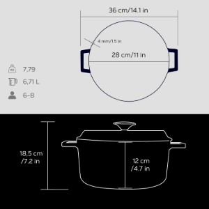 Cratita fonta, 28cm/6,7L, "Trendy", Negru - LAVA