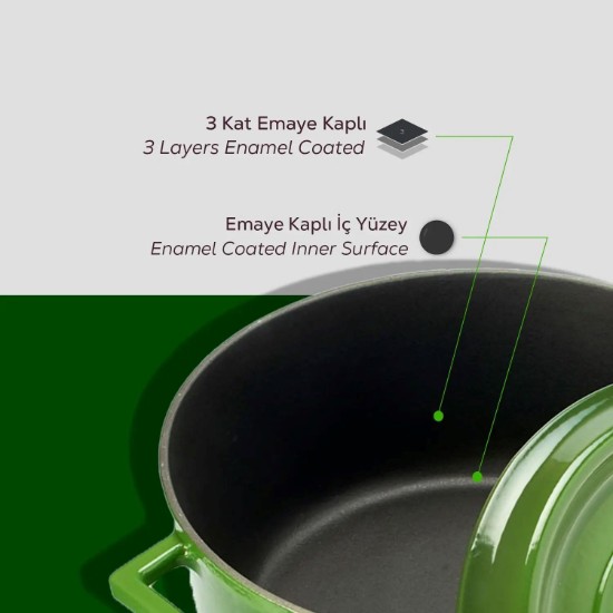 Cratita fonta, 28cm/6,7L, "Trendy", Verde - LAVA