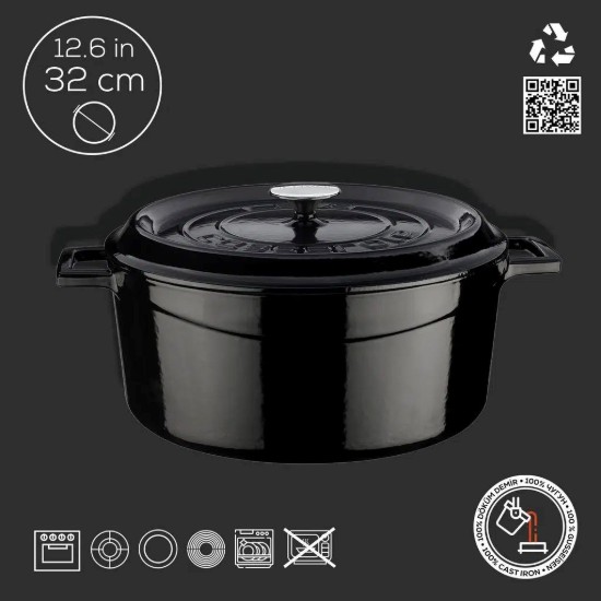 Cratita fonta, 32cm/9,86L, "Trendy", Negru - LAVA