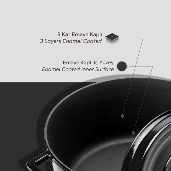 Cratita fonta, 32cm/9,86L, "Trendy", Negru - LAVA