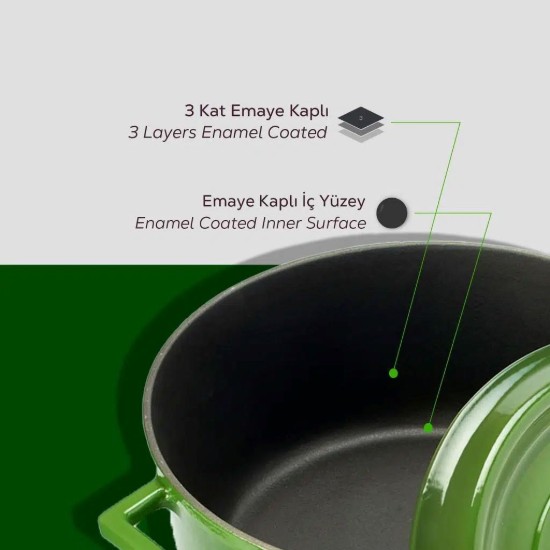 Cratita fonta, 32cm/9,86L, "Trendy", Verde - LAVA