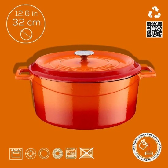 Cratita fonta, 32 cm/9,86L, "Trendy", Portocaliu - LAVA