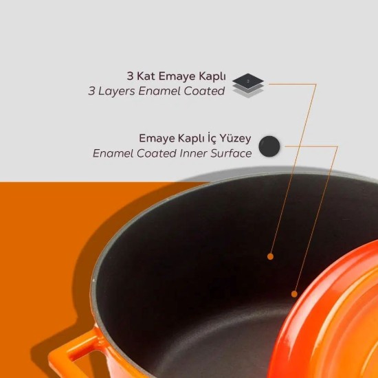 Cratita fonta, 32 cm/9,86L, "Trendy", Portocaliu - LAVA