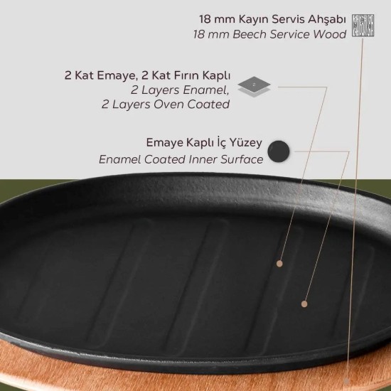 Tigaie ovala pentru Fajita, fonta, 28 x 18 cm - LAVA