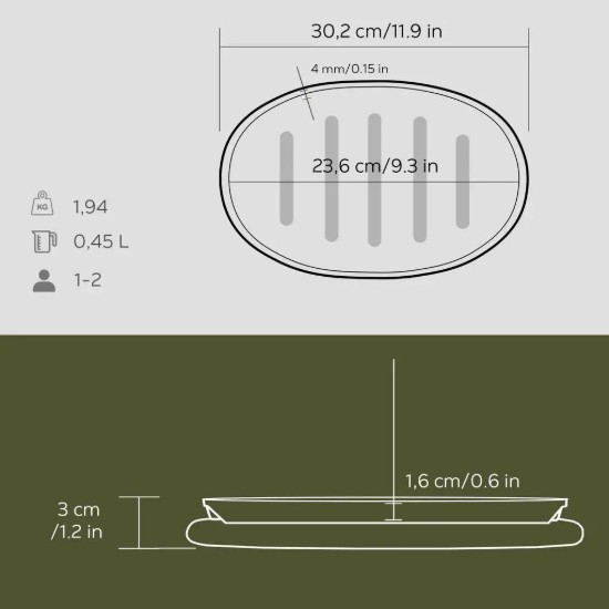 Tigaie ovala pentru Fajita, fonta, 28 x 18 cm - LAVA
