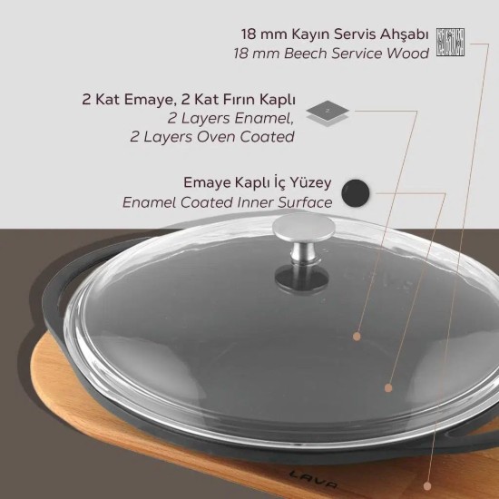 Tigaie wok turcesc, fonta, 28 cm - LAVA