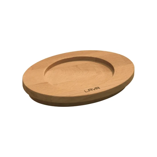 Suport oval pentru mini-cratita rotunda, lemn, 18 x 15 cm - LAVA