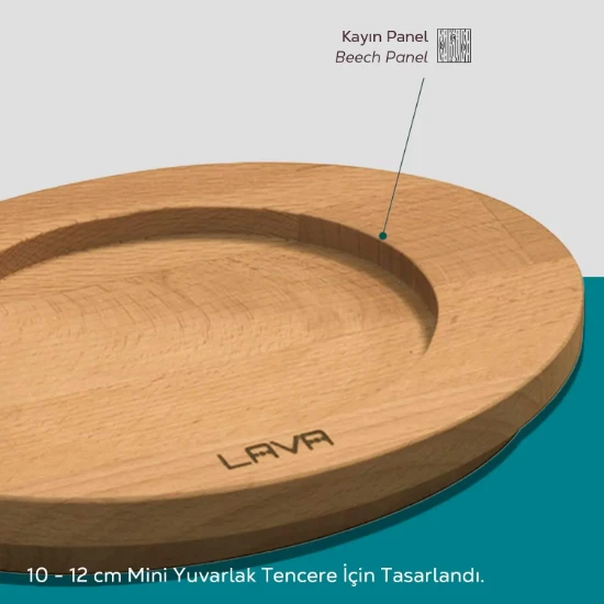 Suport oval pentru mini-cratita rotunda, lemn, 18x15cm - LAVA