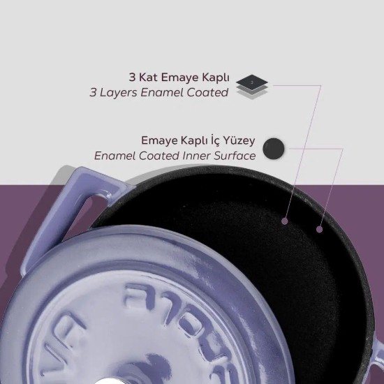 Mini-cratita fonta, 10cm/0,35L, "Folk", Mov - LAVA