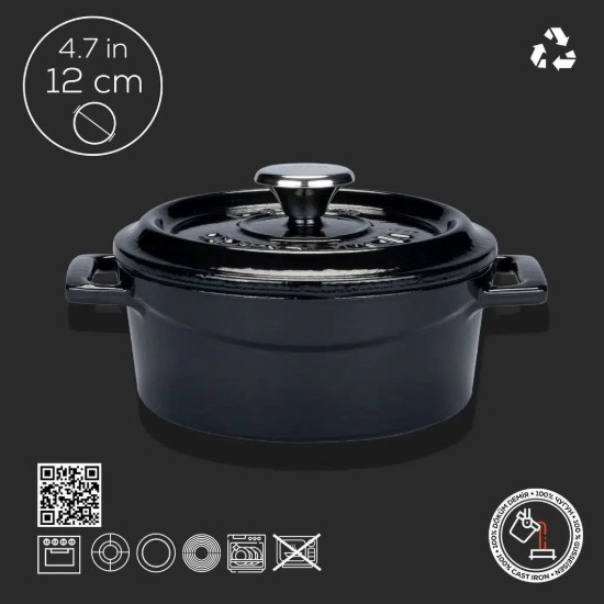 Mini-cratita fonta, 12cm/0,53L, "Trendy", Negru - LAVA