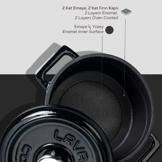 Mini-cratita fonta, 12cm/0,53L, "Trendy", Negru - LAVA