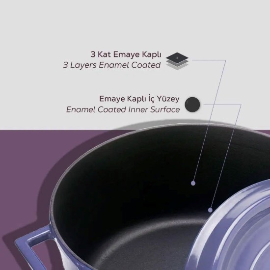 Cratita fonta, 32cm/9,86L, "Trendy", Mov - LAVA